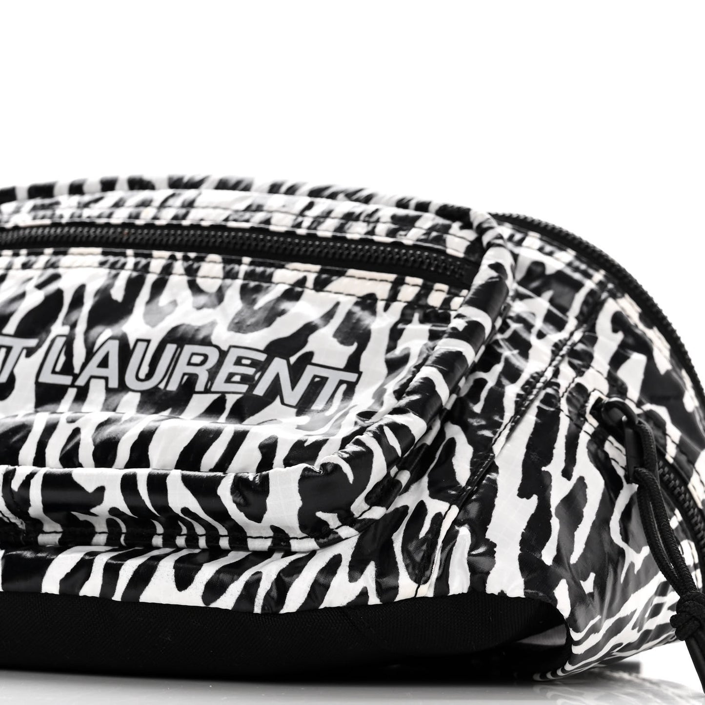 Nylon Leopard Print Belt Bag Black