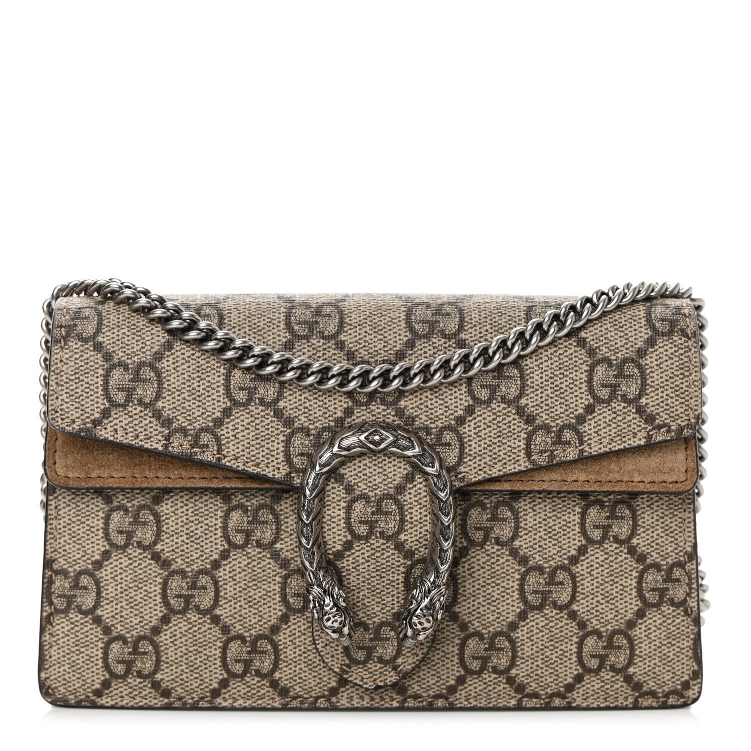 Gucci GG Supreme Monogram Super Mini Dionysus Shoulder Bag Taupe 1 of 9