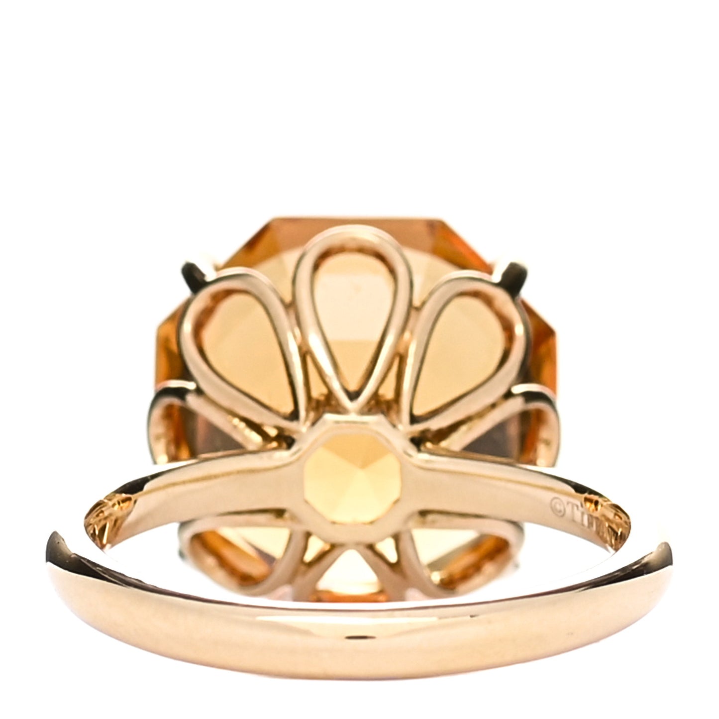 18K Yellow Gold Citrine Octagonal Sparklers Cocktail Ring 52 6