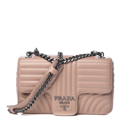 Prada Soft Calfskin Impunture Diagramme Medium Chain Flap Shoulder Bag Cipria 1 of 15