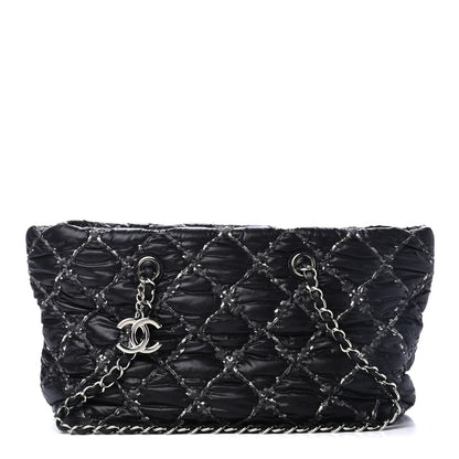 Chanel Nylon Quilted Tweed Stitch Bubble Tote Black 1 of 5