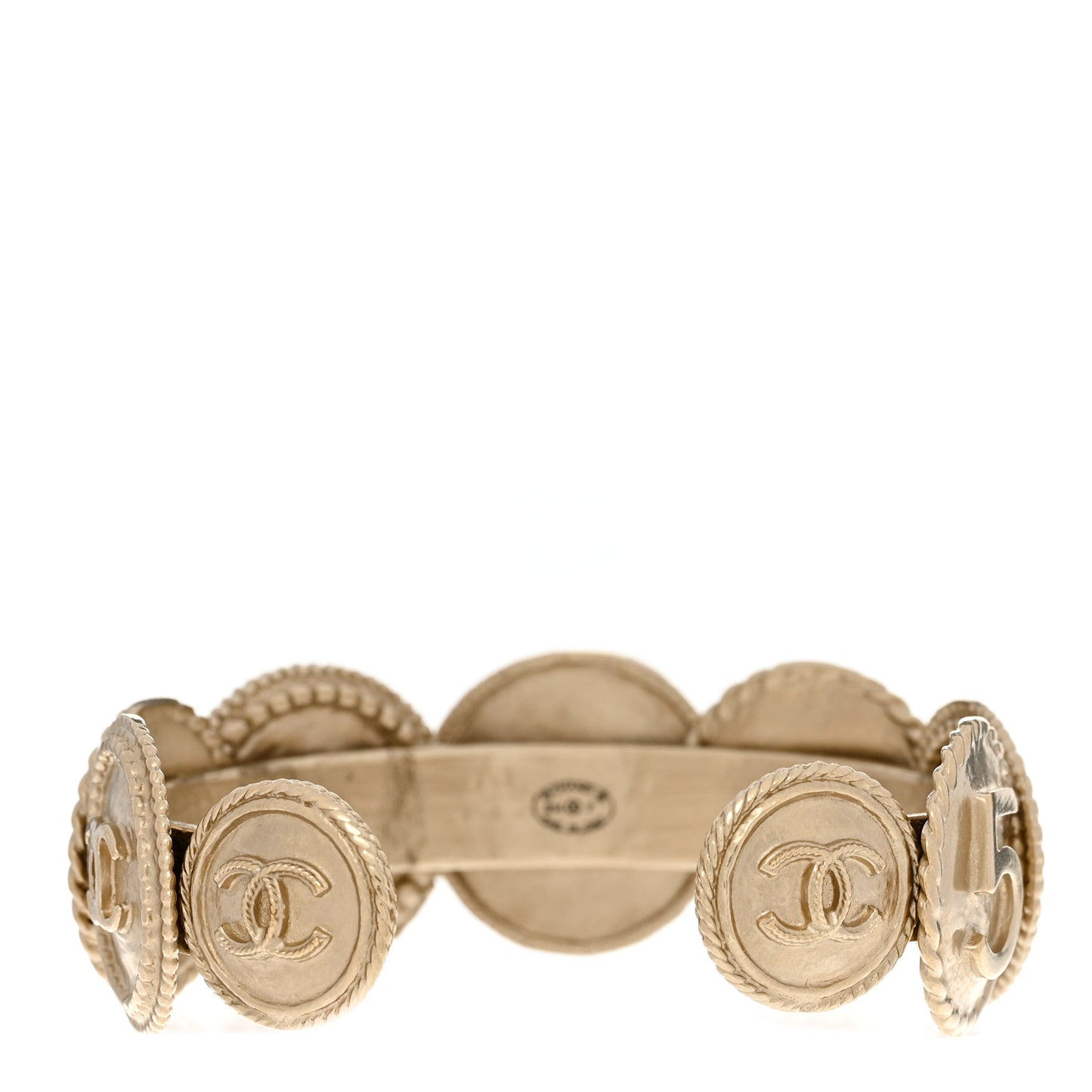 Metal Mademoiselle Coin Cuff Bracelet Gold