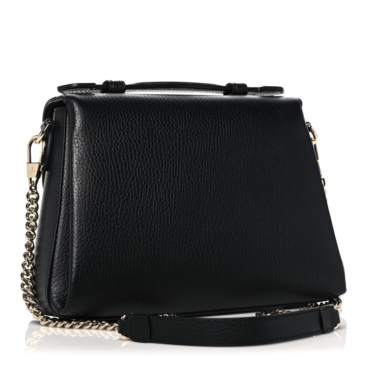 Dollar Calfskin Interlocking G Top Handle Shoulder Bag Black