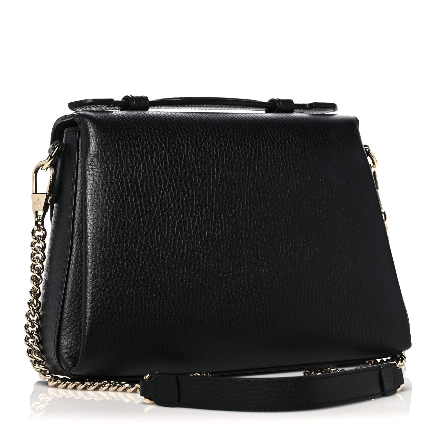 Gucci Dollar Calfskin Interlocking G Top Handle Shoulder Bag Black 3 of 12