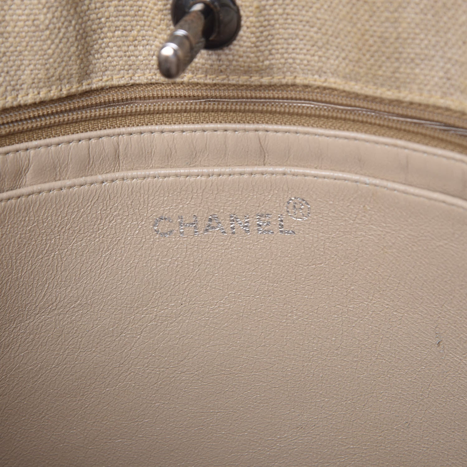 Chanel Canvas Quilted CC Shopping Tote Beige 6 of 13
