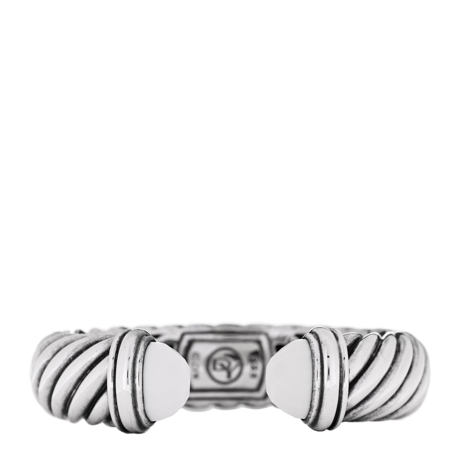 David Yurman Sterling Silver White Agate 15mm Waverly Bracelet 1 of 4