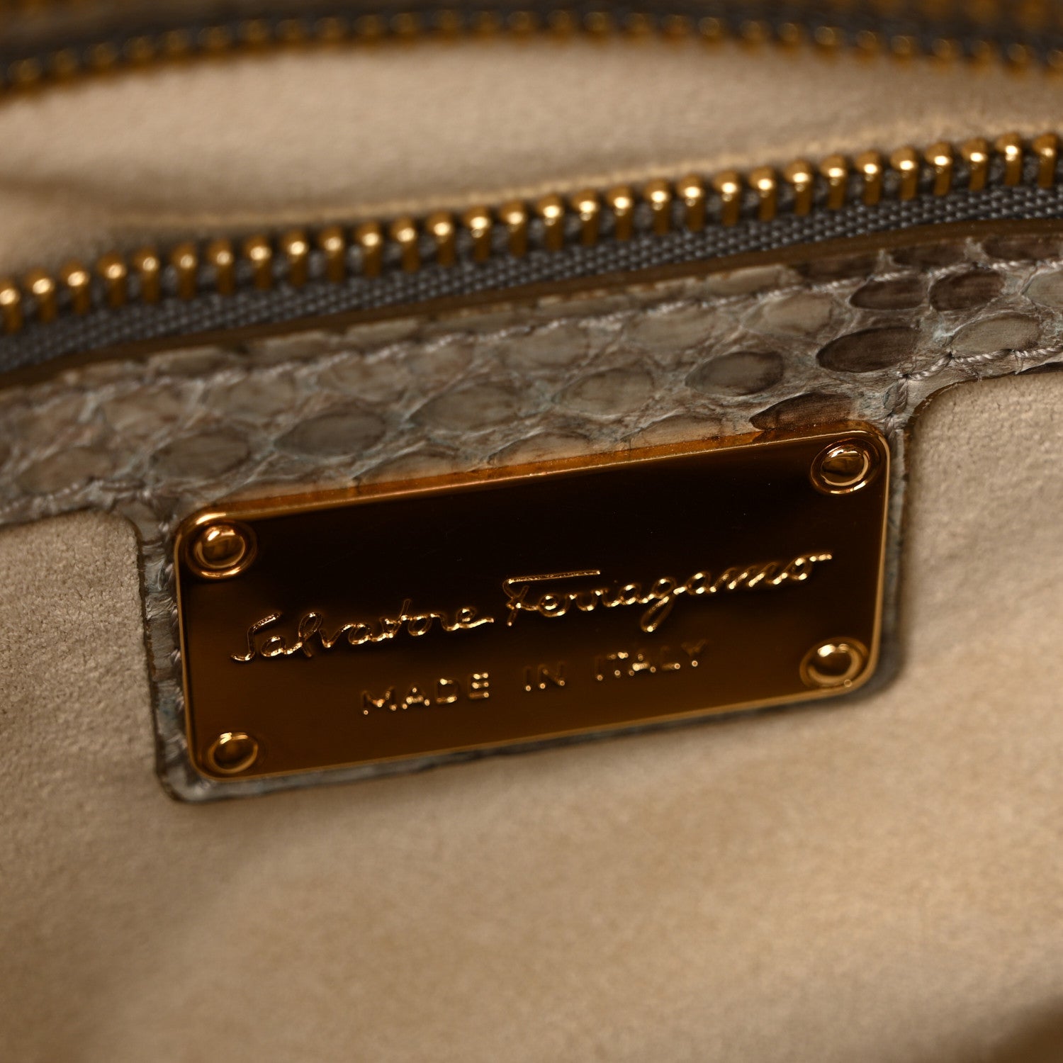 Salvatore Ferragamo Snakeskin Medium Sofia Satchel Grey Multicolor 6 of 13