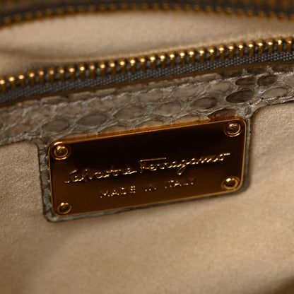 Salvatore Ferragamo Snakeskin Medium Sofia Satchel Grey Multicolor 6 of 13