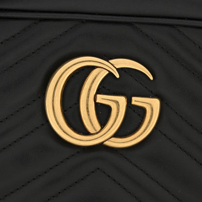 Gucci Calfskin Matelasse Small GG Marmont Chain Shoulder Bag Black 12 of 13