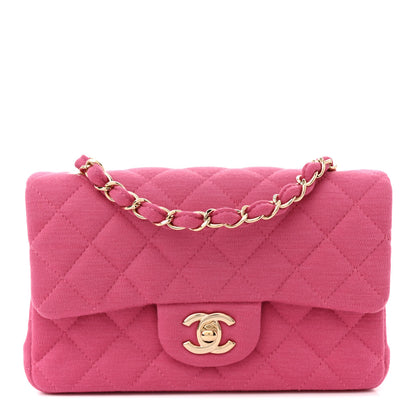Chanel Jersey Quilted Mini Rectangular Flap Pink 1 of 10