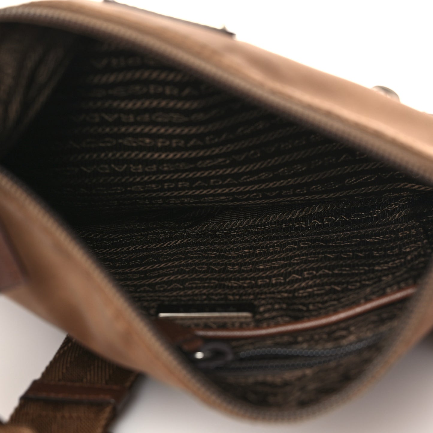 Tessuto Nylon Saffiano Flat Messenger Bag Brown