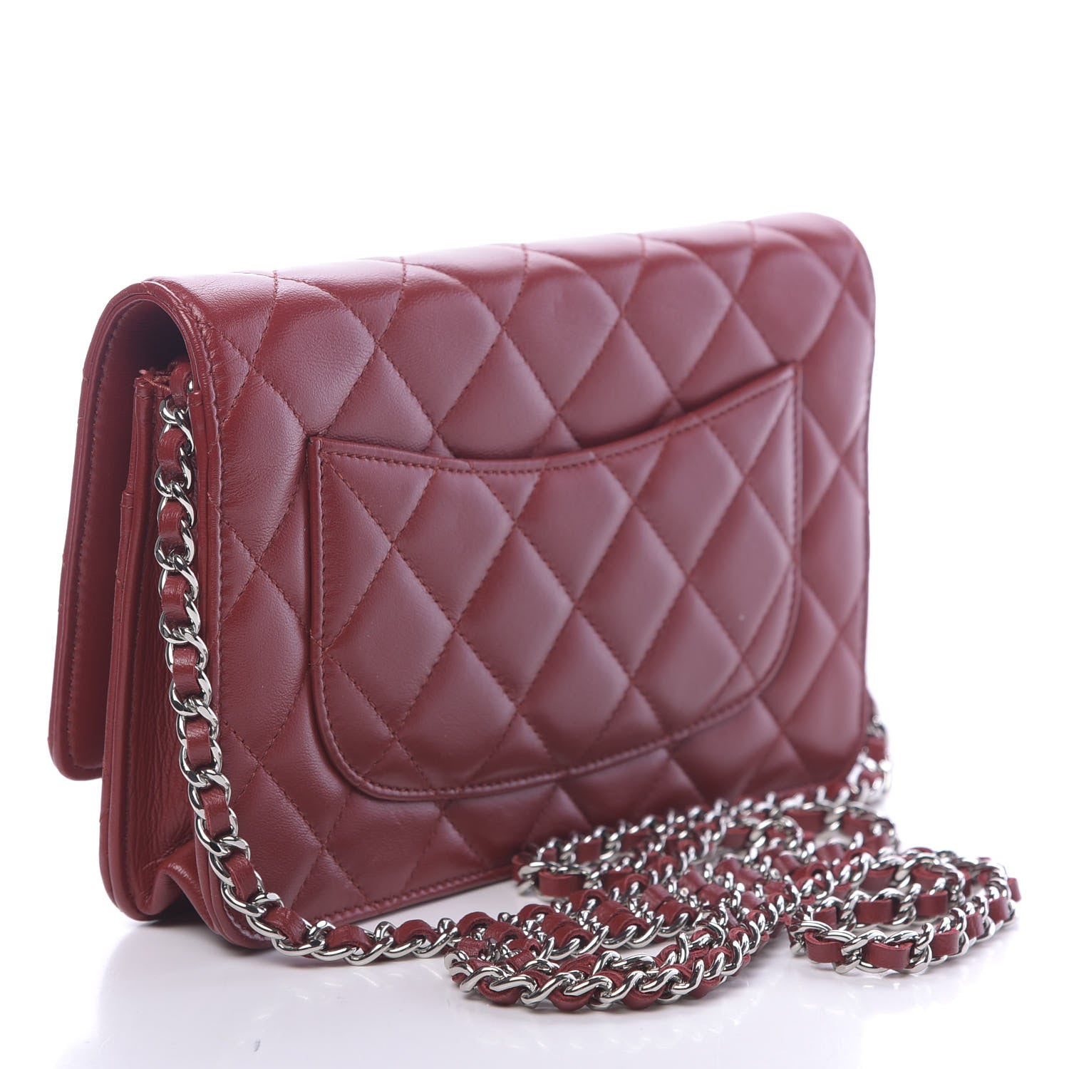 Chanel Lambskin Quilted Wallet On Chain WOC Red 3 of 12