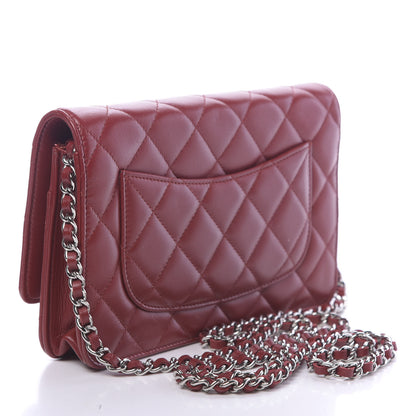 Chanel Lambskin Quilted Wallet On Chain WOC Red 3 of 12