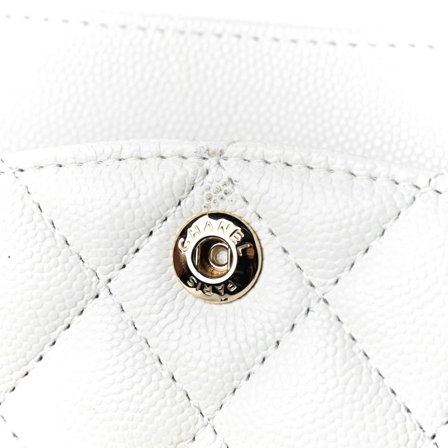 Caviar Quilted Small Double Flap White