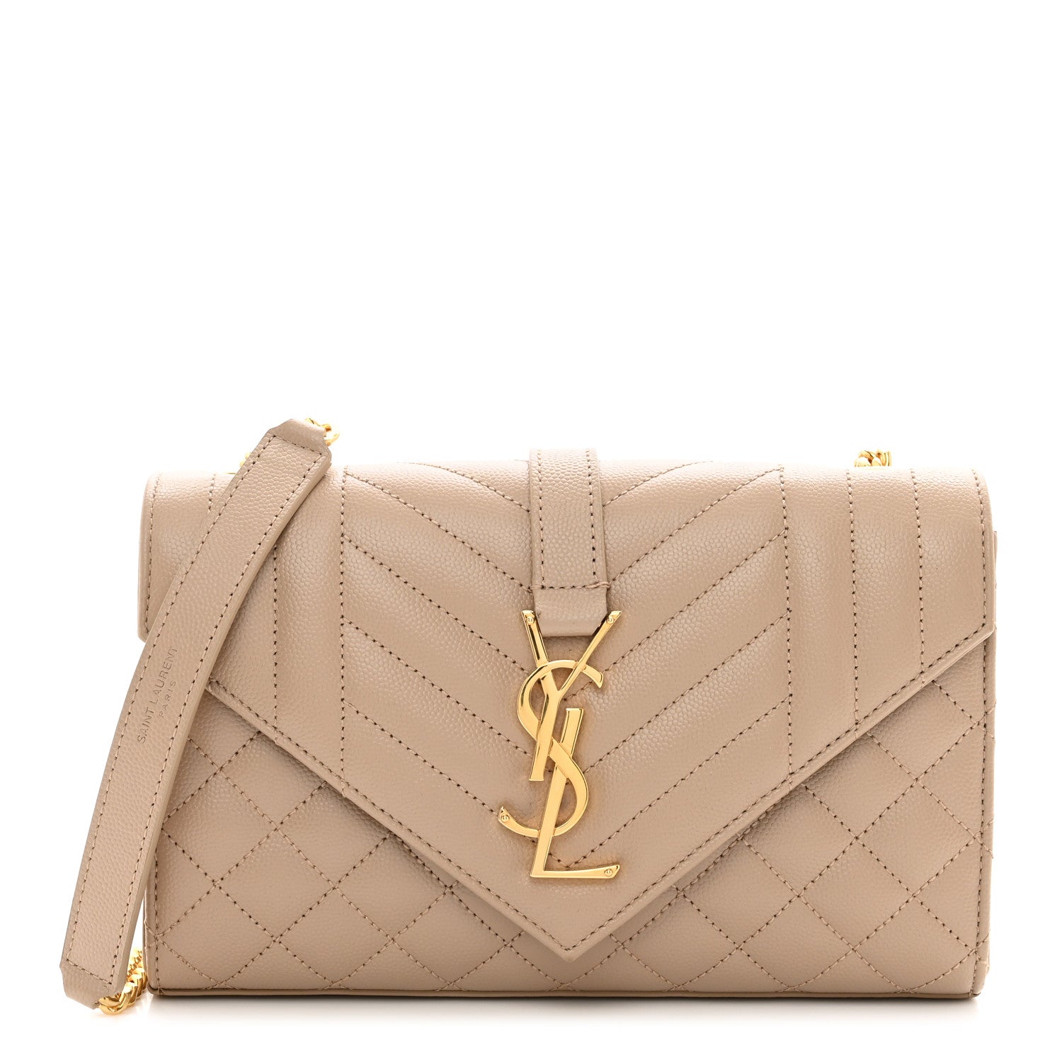 Saint Laurent Grain De Poudre Textured Mixed Matelasse Triquilt Small Monogram Satchel Dark Beige 1 of 10