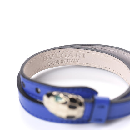 Bulgari Calfskin Forever Serpenti Double Coil Bracelet Blue 3 of 5