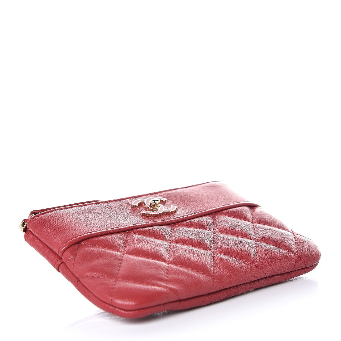 Sheepskin Quilted Small Vintage Mademoiselle Cosmetic Case Red