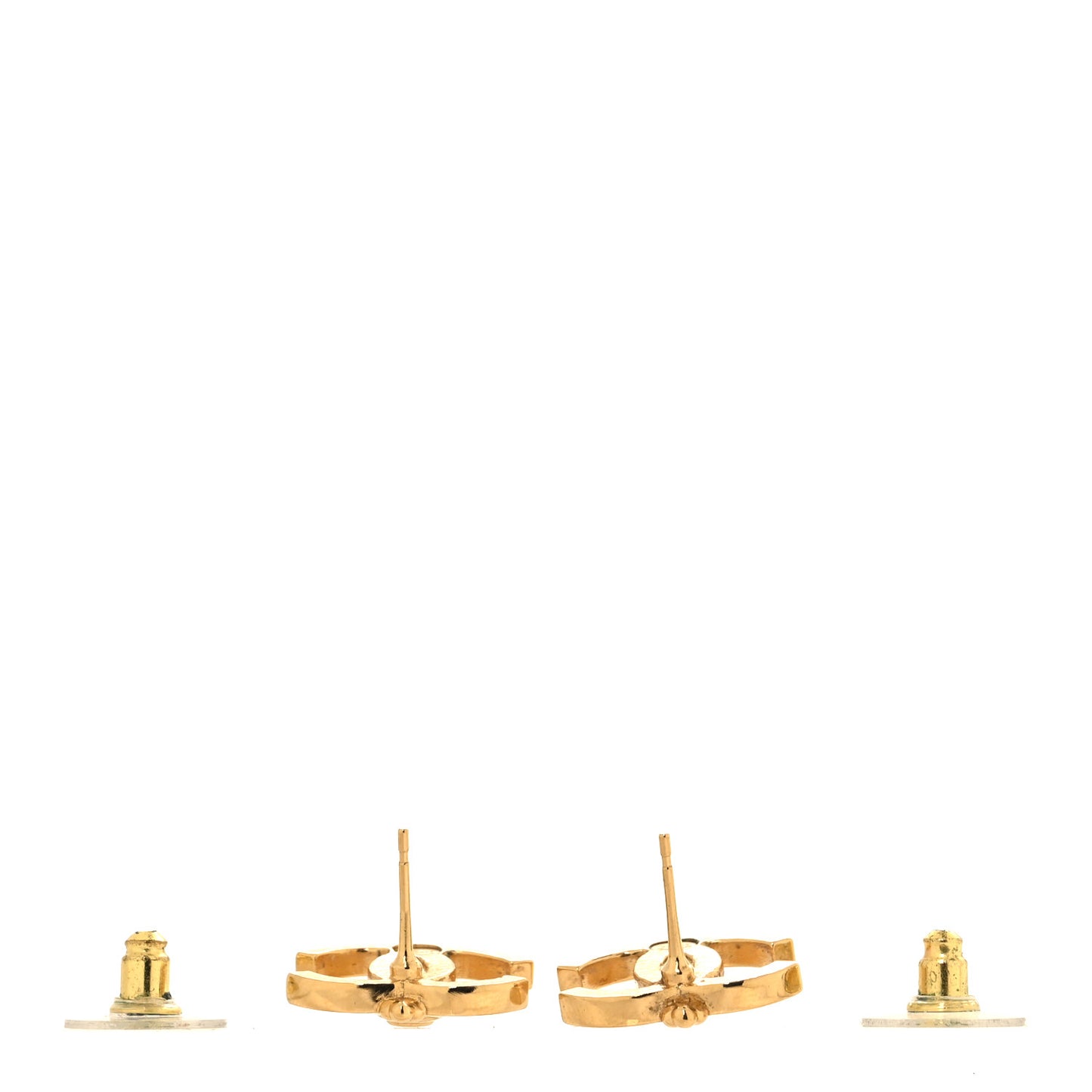 Crystal Bezel CC Earrings Gold