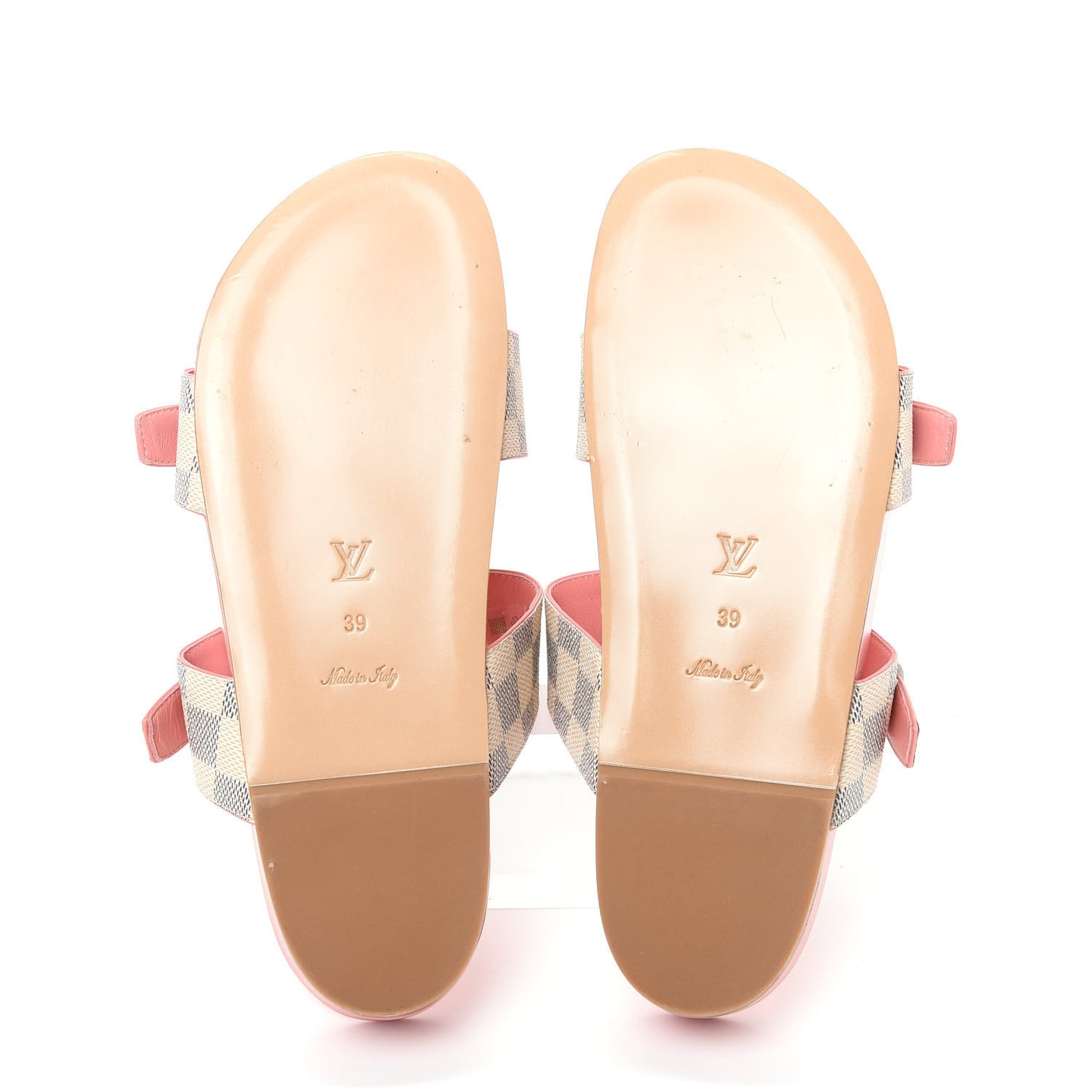 Damier Azur Bom Dia Flat Mules 39 Rose Clair