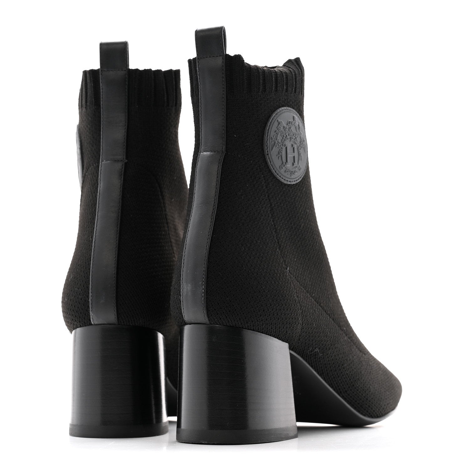 Hermes Knit Calfskin Volver 60 Ankle Boots 37 Black 5 of 10
