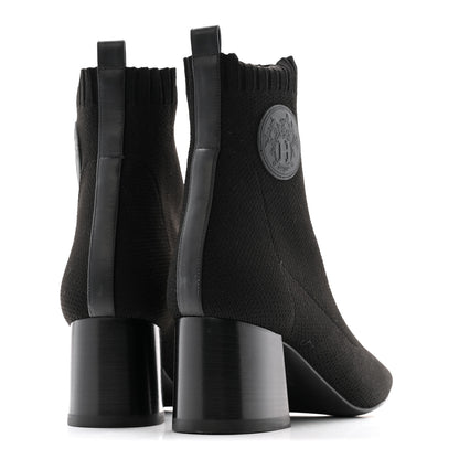 Hermes Knit Calfskin Volver 60 Ankle Boots 37 Black 5 of 10