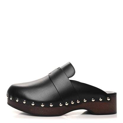 Hermes Calfskin Calya Mules 36 Black 1 of 8