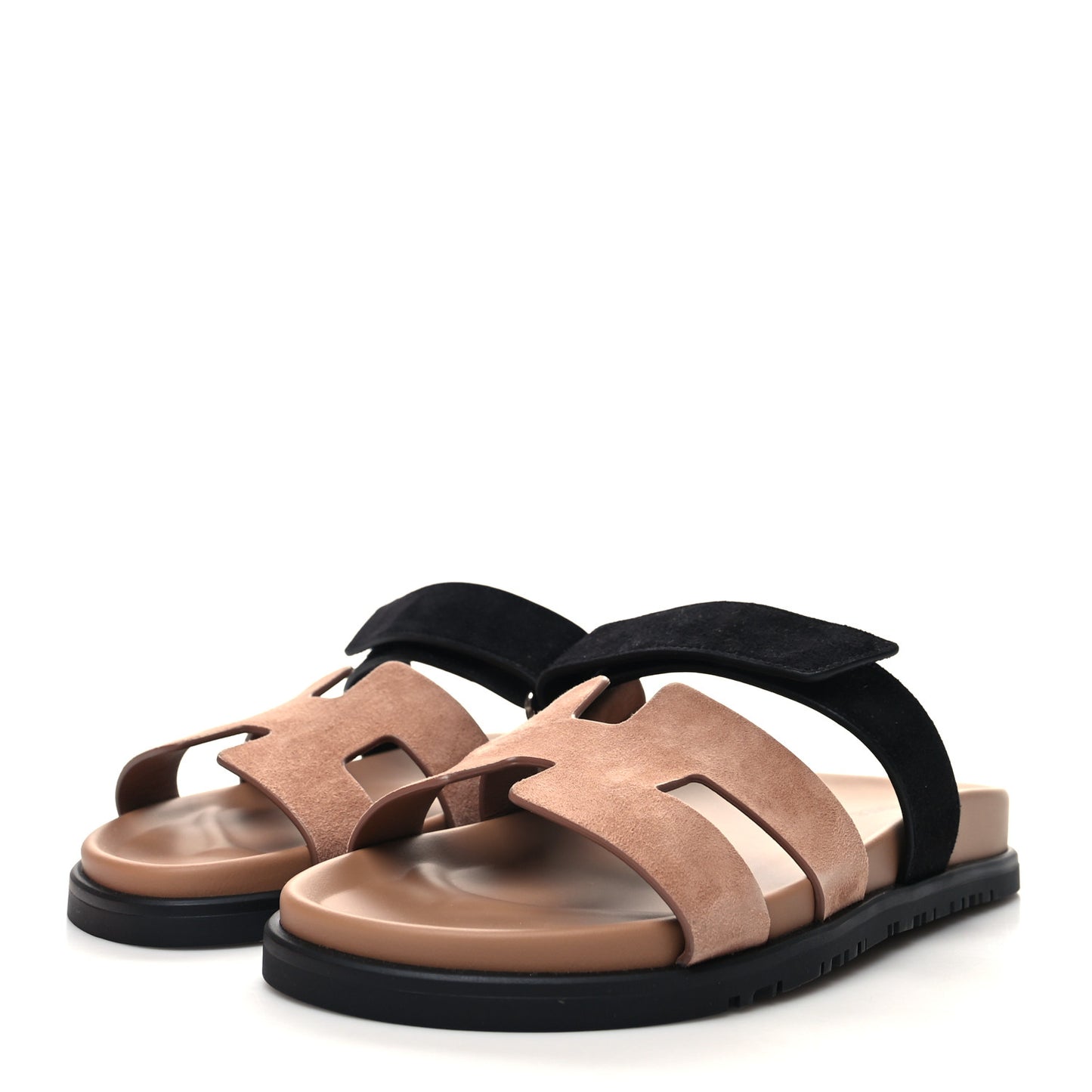 Suede Goatskin Womens Chypre Sandals 38.5 Rose Perle Black