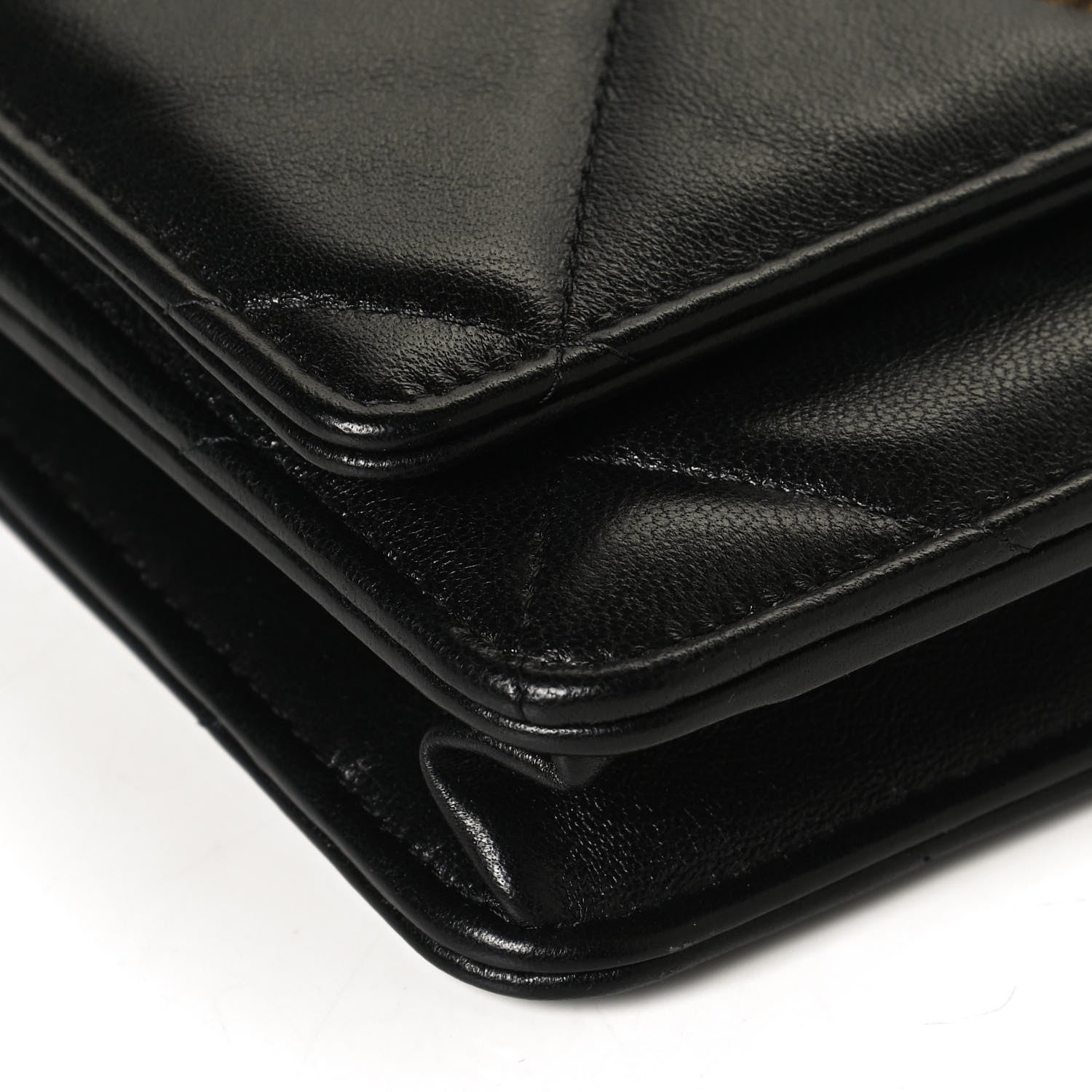 Chanel Shiny Goatskin Quilted Chanel 19 Wallet On Chain WOC Black 10 of 13