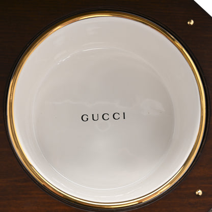 Gucci GG Supreme Monogram Textured Dollar Calfskin Studded Padlock Octogon Top Handle Pet Travel Bowl Set Case Beige Ebony New Acero 11 of 12