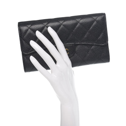 Chanel Caviar Quilted Long Flap Wallet Black 2 of 10