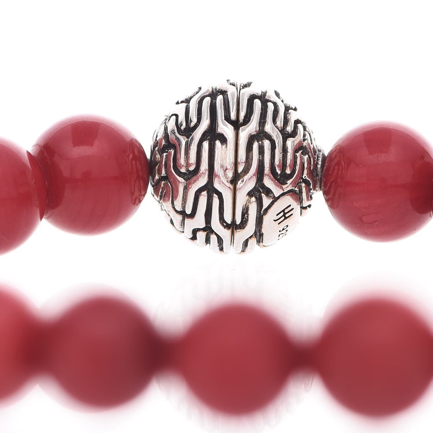 John Hardy Sterling Silver Coral Bead Bracelet 4 of 5