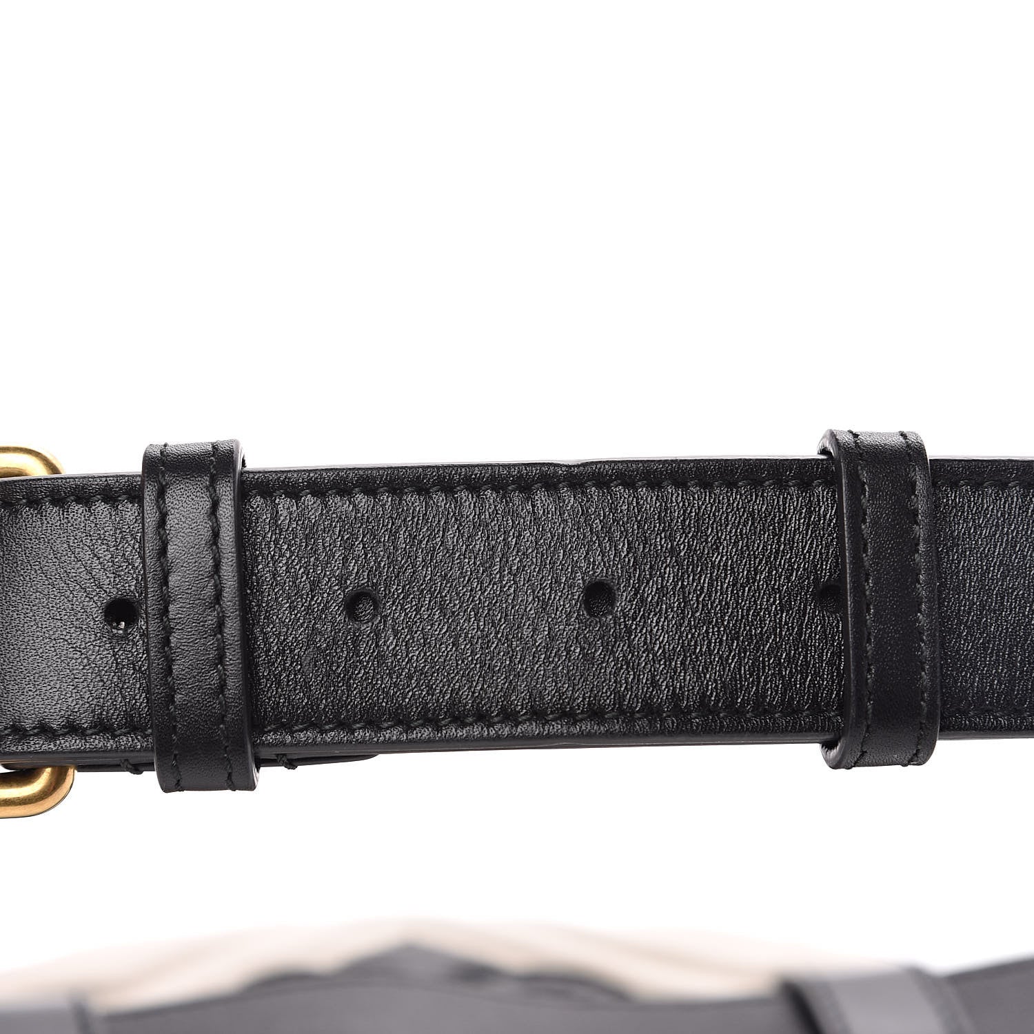 Gucci Calfskin Matelasse GG Marmont Belt Bag 85 34 Black White 9 of 12