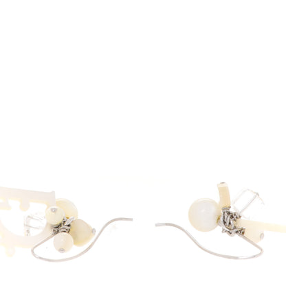 Christian Dior Mother Of Pearl Logo Dangle Earrings White 3 of 3