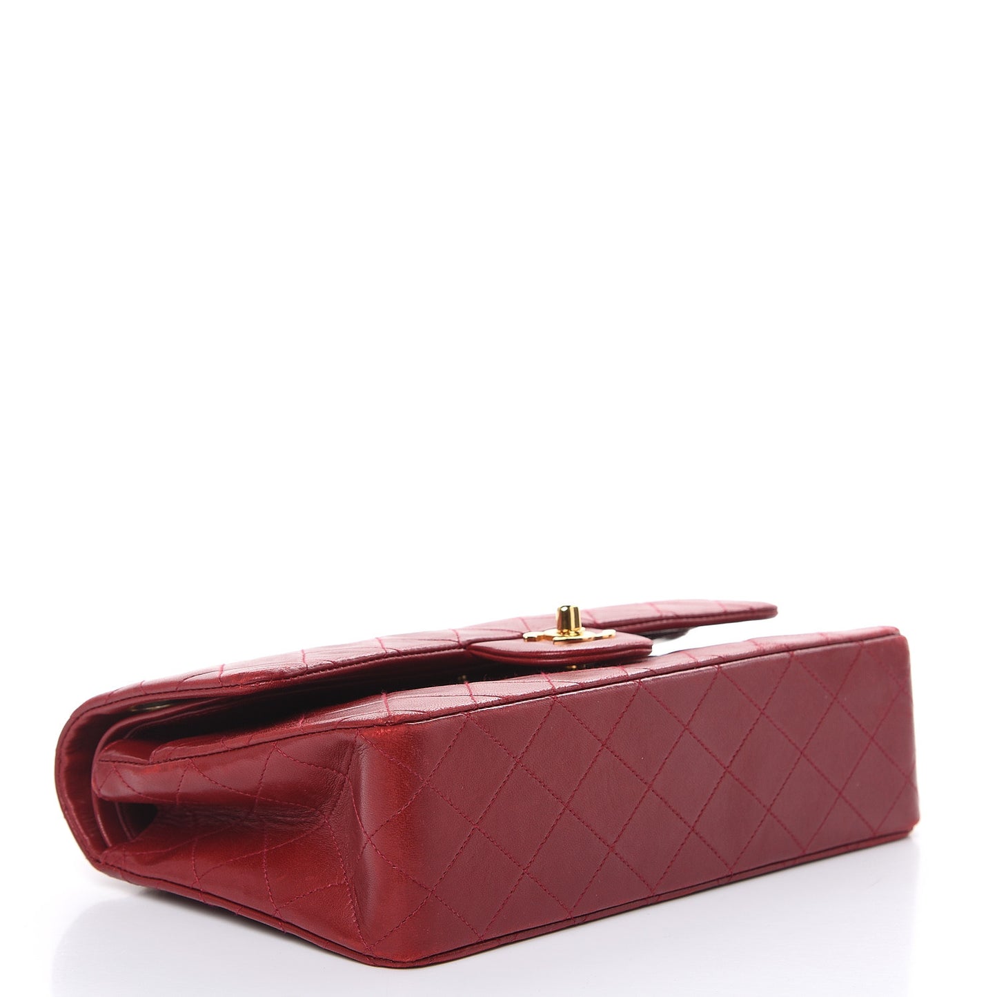 Lambskin Quilted Medium Double Flap Red