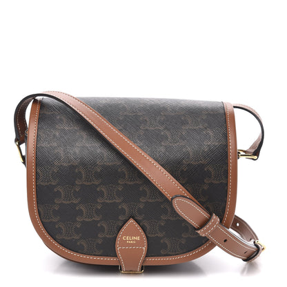 Celine Triomphe Canvas Medium Folco Bag Tan 1 of 9