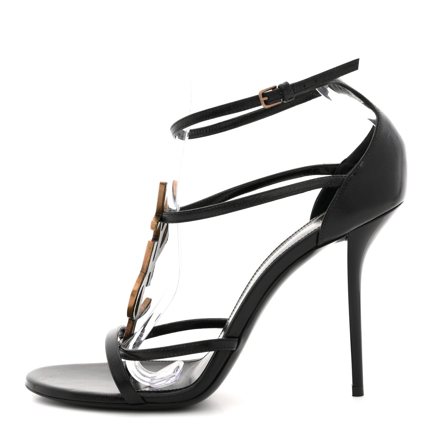 Calfskin Cassandra 100 Ankle Strap Sandals 41 Black