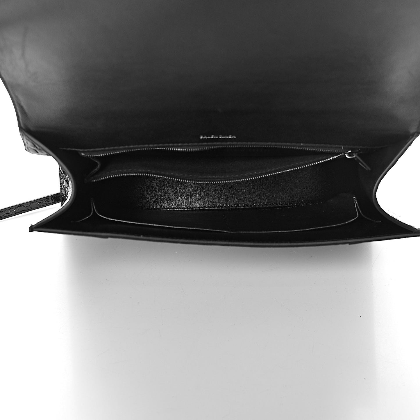 Shiny Calfskin Monochrome Crocodile Embossed Medium Hourglass Top Handle Bag Black