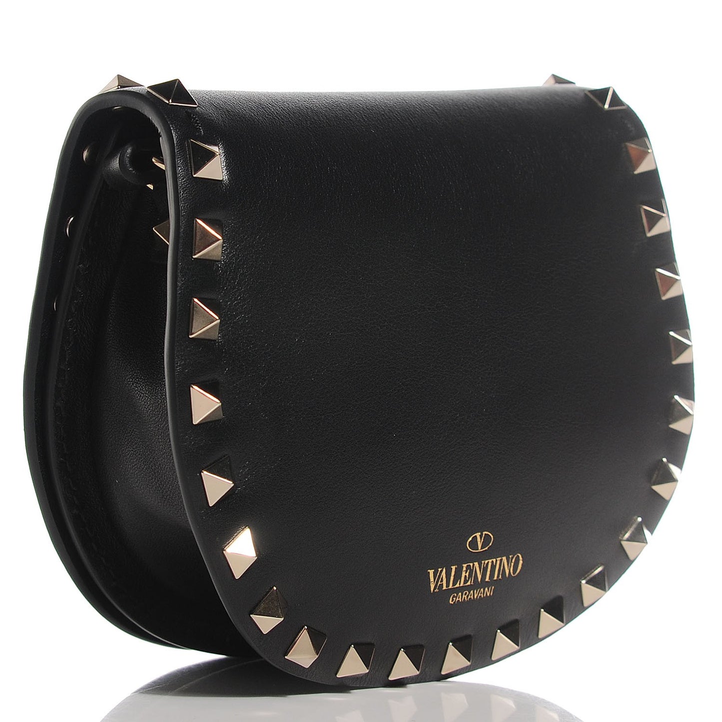 Vitello Rockstud Halfmoon Saddle Bag Black