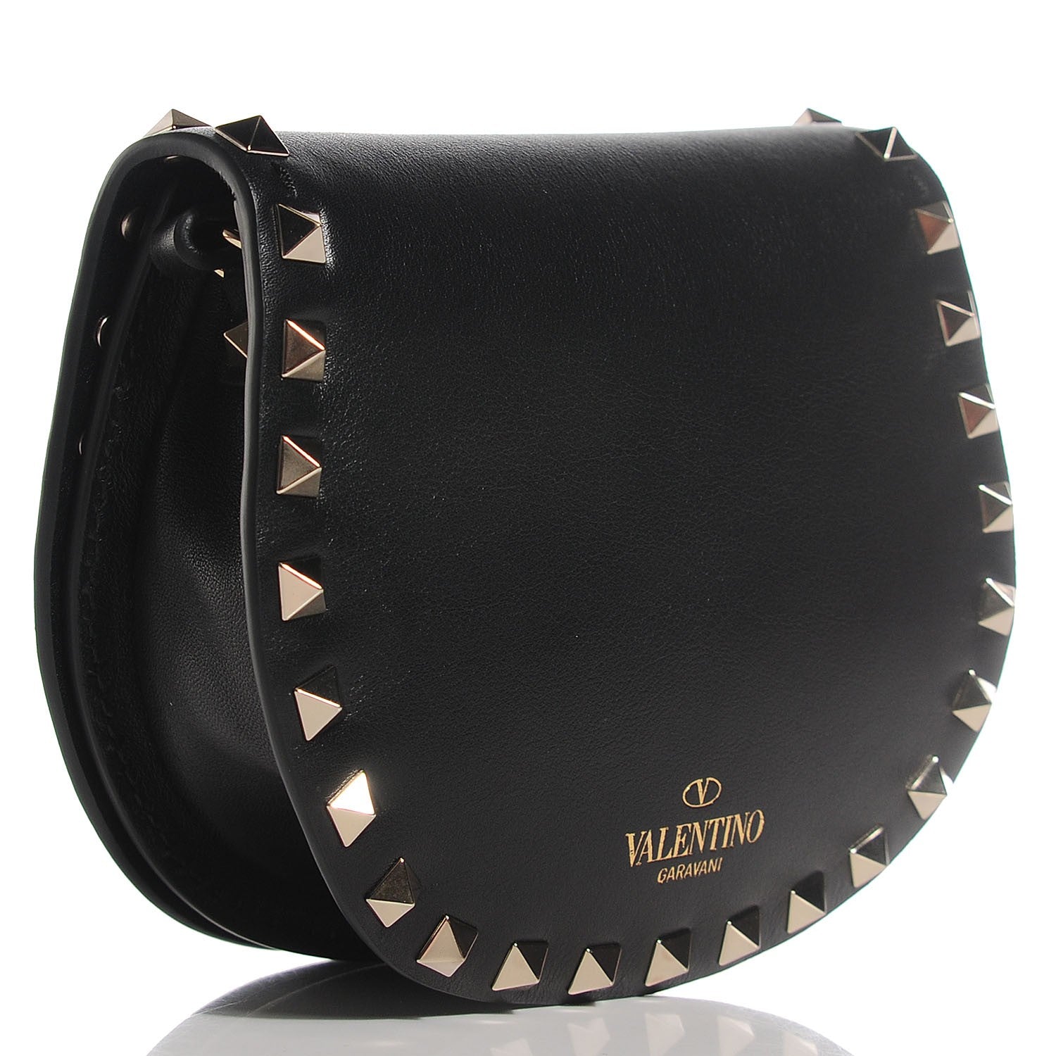 Valentino Garavani Vitello Rockstud Halfmoon Saddle Bag Black 3 of 9