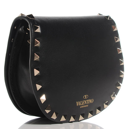 Valentino Garavani Vitello Rockstud Halfmoon Saddle Bag Black 3 of 9