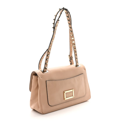 Valentino Garavani Vitello Rockstud Flip Lock Shoulder Flap Bag Beige 3 of 9