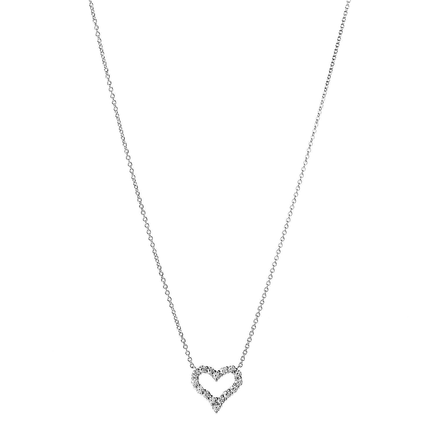 Tiffany Platinum Diamond Mini Heart Pendant Necklace 1 of 5