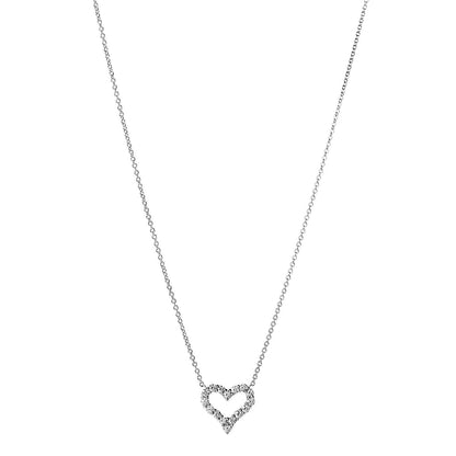 Tiffany Platinum Diamond Mini Heart Pendant Necklace 1 of 5