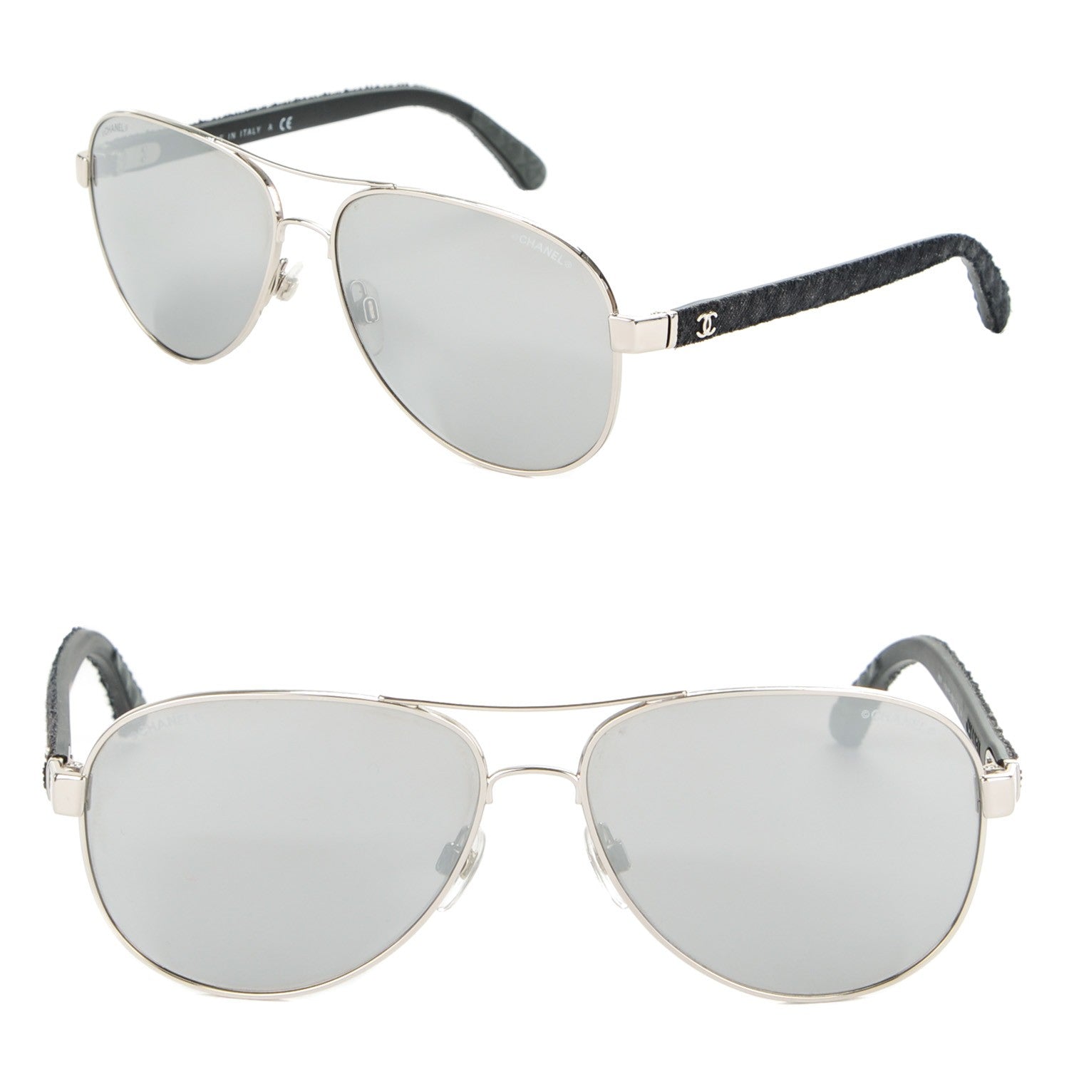 Chanel Pilot Quilting Sunglasses 4207 Silver 1 of 6