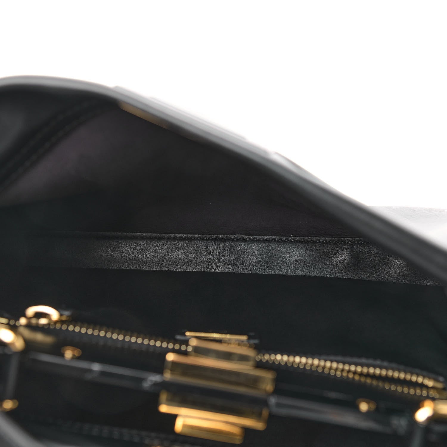 Fendi Vitello Seta Shiny Nappa Medium Peekaboo Iconic Satchel Black 5 of 9