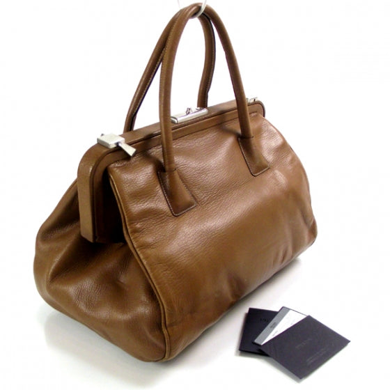 Prada Goatskin Cerniera Doctor Bag Brandy 3 of 10