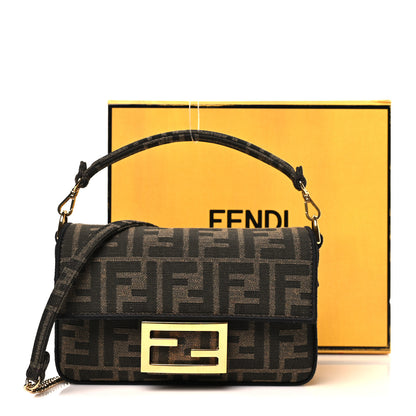 Fendi Fabric Jacquard FF 1974 Mini Baguette Tobacco Moro Black 11 of 11