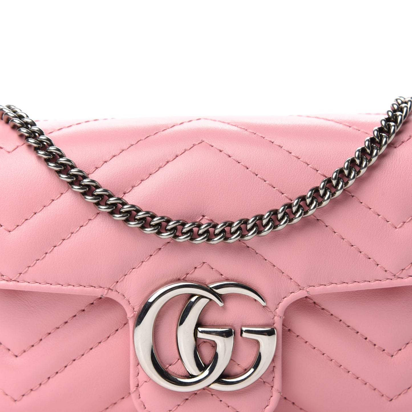 Calfskin Matelasse Super Mini GG Marmont Shoulder Bag Wild Rose