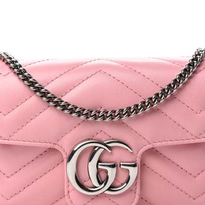 Gucci Calfskin Matelasse Super Mini GG Marmont Shoulder Bag Wild Rose 10 of 11