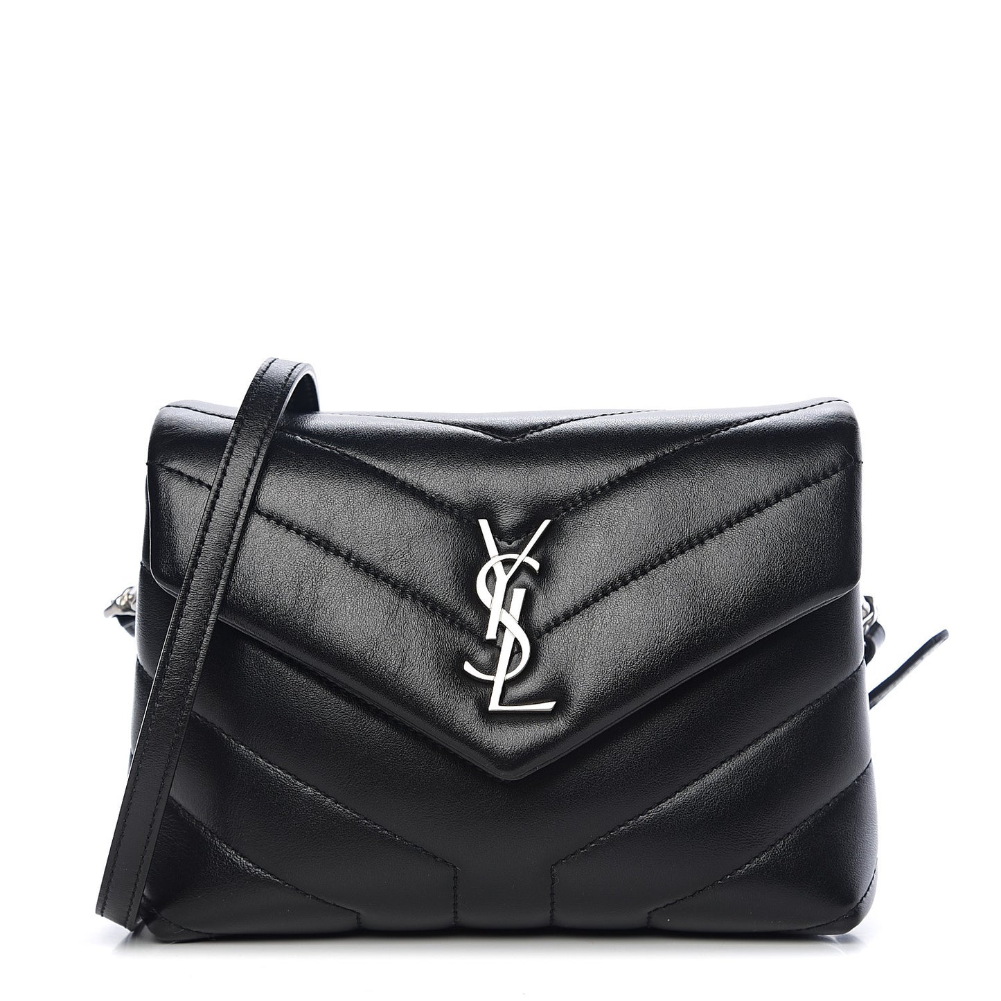 Calfskin Y Quilted Monogram Toy Loulou Crossbody Bag Black